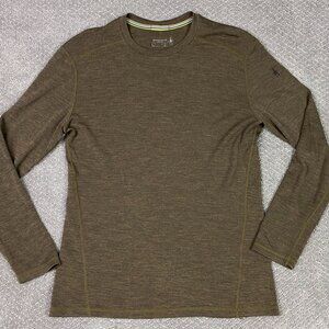 Smartwool Classic Thermal Merino Base Layer Shirt Men's Large Olive Long Sleeve